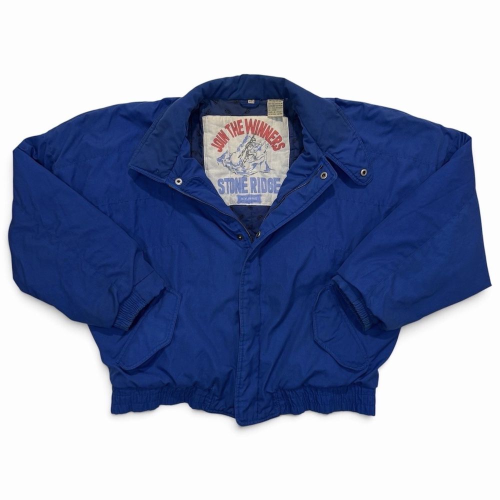 Vintage 80s Blue Stone Ridge N.Y. Paris Bomber Ski Jacket Sz XL Join The Winners
